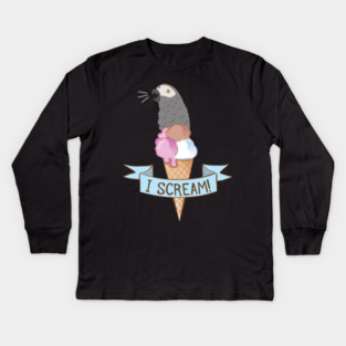 Congo African Grey Ice Cream Parrot Kids Long Sleeve T-Shirt