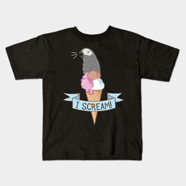 Congo African Grey Ice Cream Parrot Kids T-Shirt by Einstein Parrot