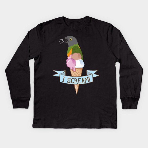 Senegal Parrot Ice Cream Kids Long Sleeve T-Shirt by Einstein Parrot