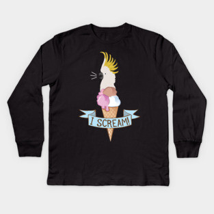 Sulfur Crested Cockatoo Ice Cream Parrot Kids Long Sleeve T-Shirt