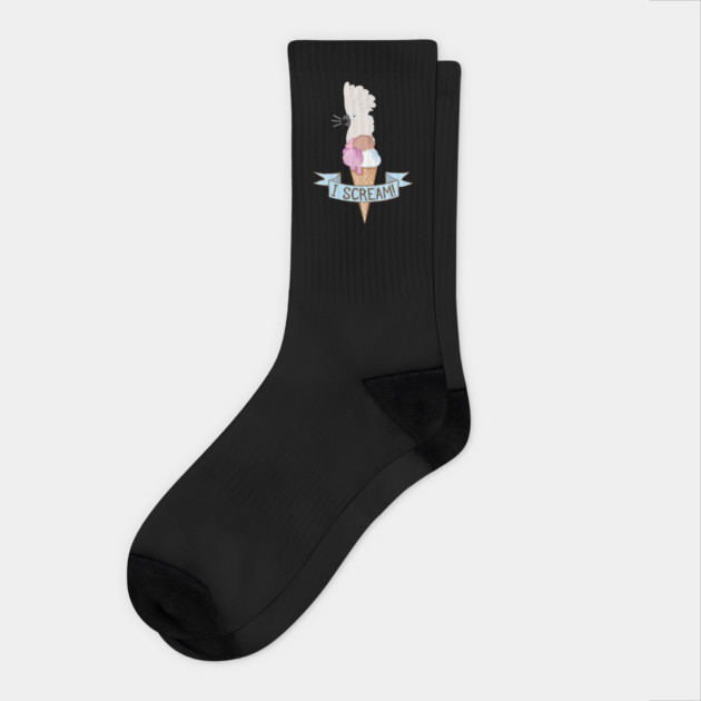 Umbrella Cockatoo Ice Cream Parrot Socks by Einstein Parrot