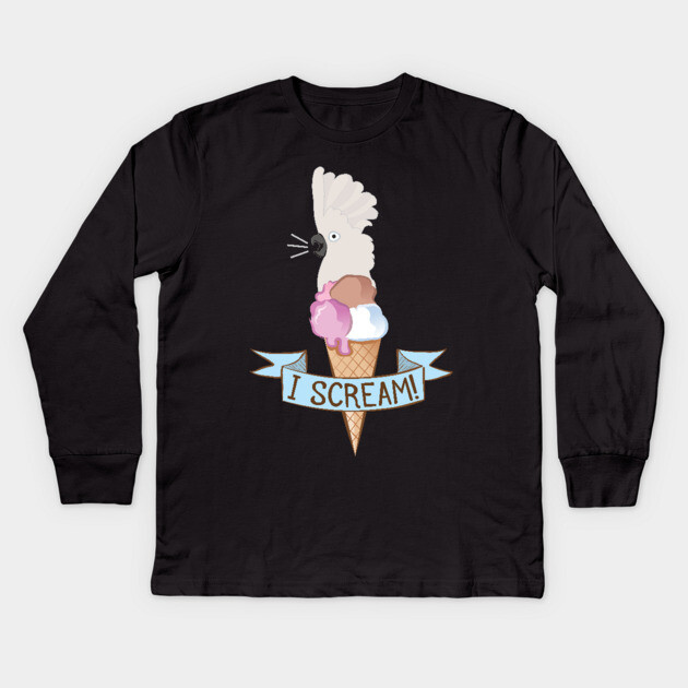 Umbrella Cockatoo Ice Cream Parrot Kids Long Sleeve T-Shirt by Einstein Parrot