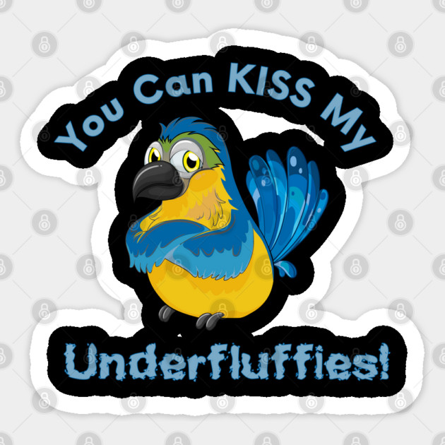 Blue Gold Macaw Parrot Kiss Underfluffies Sticker by Einstein Parrot