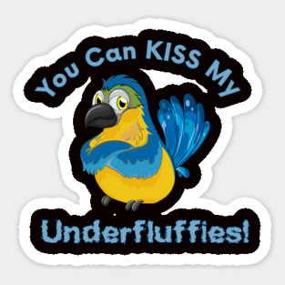 Blue Gold Macaw Parrot Kiss Underfluffies Magnet