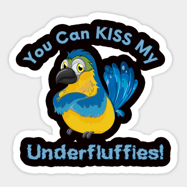 Blue Gold Macaw Parrot Kiss Underfluffies Magnet by Einstein Parrot