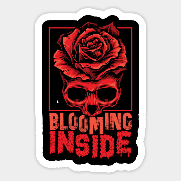Blooming Inside Halloween Skull Sticker by The WYLD Tribe