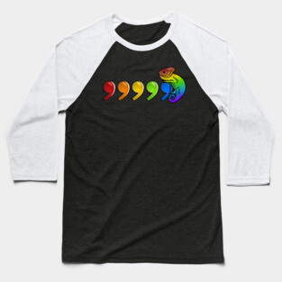 Comma Chameleon - rainbow Baseball T-Shirt