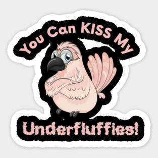 Moluccan Cockatoo Parrot Kiss Underfluffies Sticker