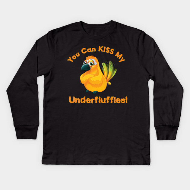 Sun Conure Parrot Kiss Underfluffies Kids Long Sleeve T-Shirt by Einstein Parrot