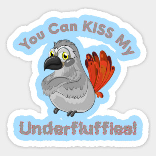 African Grey Parrot Kiss Underfluffies Sticker