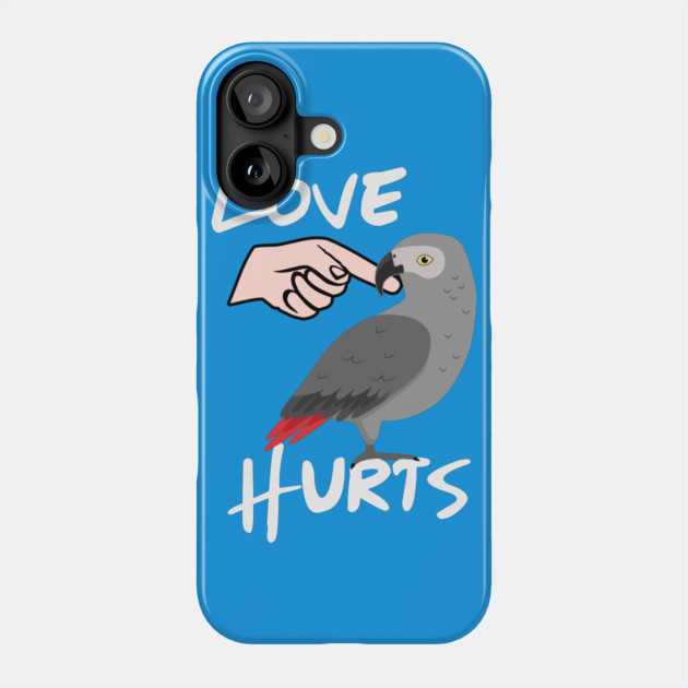 Love Hurts African Grey Parrot Biting Finger Phone Case by Einstein Parrot