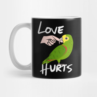 Love Hurts Yellow Headed Amazon Parrot Biting Finger Mug