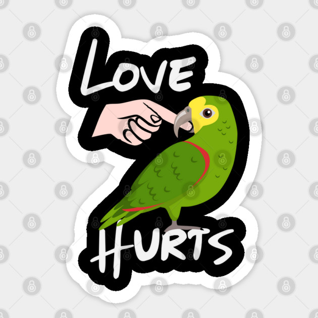 Love Hurts Yellow Headed Amazon Parrot Biting Finger Sticker by Einstein Parrot