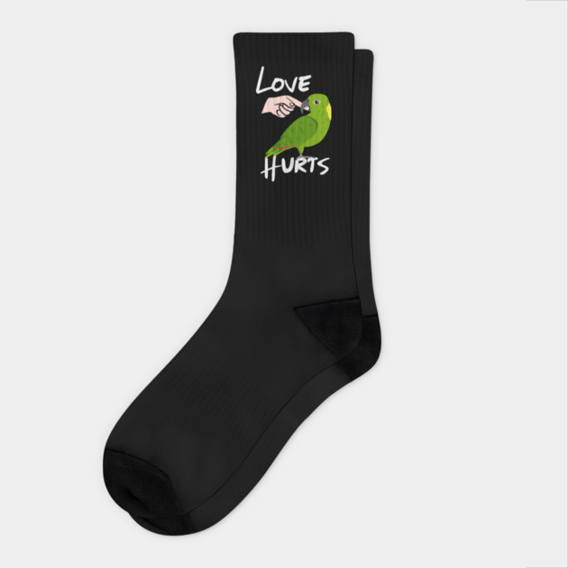 Love Hurts Yellow Naped Amazon Parrot Biting Finger Socks by Einstein Parrot