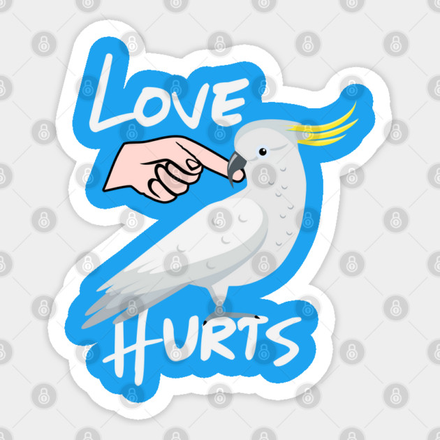Love Hurts Cockatoo Parrot Biting Finger Sticker by Einstein Parrot