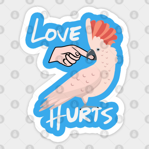 Love Hurts Moluccan Cockatoo Parrot Biting Finger Sticker by Einstein Parrot