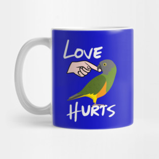 Love Hurts Senegal Parrot Biting Finger Mug