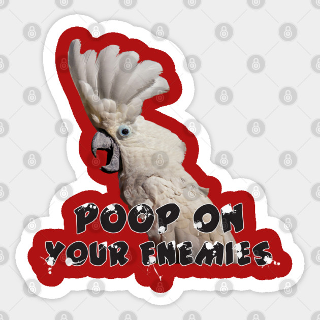 Umbrella Cockatoo Parrot Poop on Enemies Sticker by Einstein Parrot