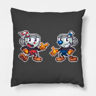 Cuphead and Mugman Pixel Pillow