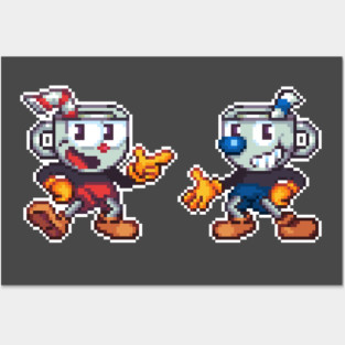 Cuphead and Mugman Pixel Posters and Art