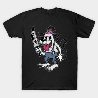 Big Bad Wolf with Knife Creepy Cute Graphic Horror T-Shirt