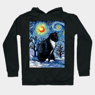 Winter Night - Tuxedo Cat Hoodie