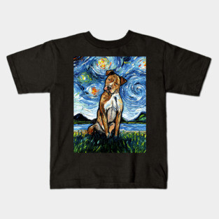 Brown Pitbull Night Kids T-Shirt