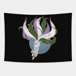 Genderqueer Pride Kitsune Tapestry