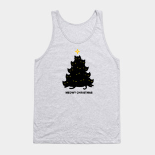 Merry Meowy Christmas Cat Tree Xmas Kitten Tank Top