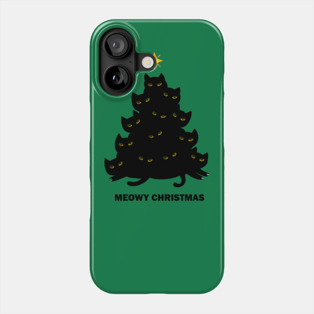 Merry Meowy Christmas Cat Tree Xmas Kitten Phone Case by logiamerch