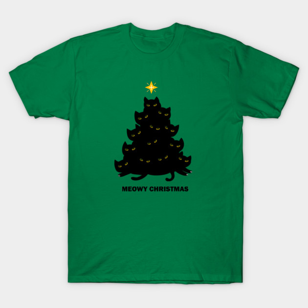 Merry Meowy Christmas Cat Tree Xmas Kitten T-Shirt by logiamerch