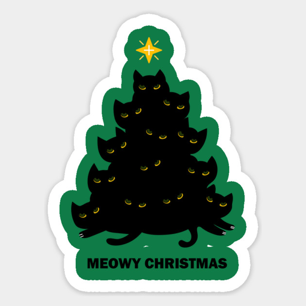 Merry Meowy Christmas Cat Tree Xmas Kitten Sticker by logiamerch