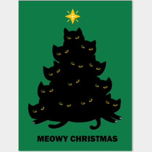 Merry Meowy Christmas Cat Tree Xmas Kitten Posters and Art