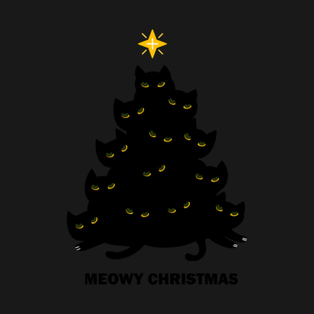 Merry Meowy Christmas Cat Tree Xmas Kitten by logiamerch