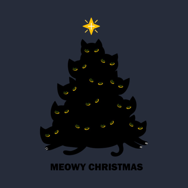 Merry Meowy Christmas Cat Tree Xmas Kitten by logiamerch