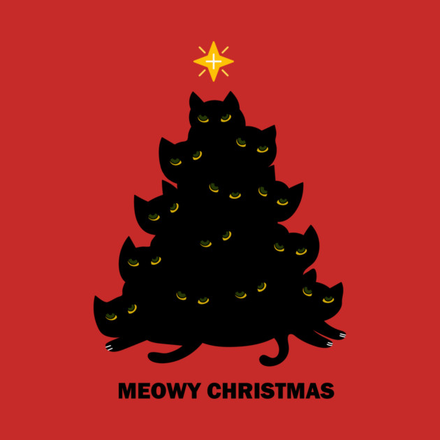Merry Meowy Christmas Cat Tree Xmas Kitten by logiamerch