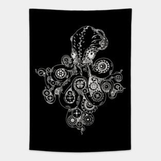 Retro Futurism Steampunk Adventure Octopus 2 Tapestry