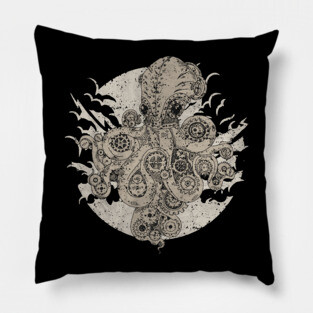 Retro Futurism Steampunk Adventure Octopus 4 Pillow