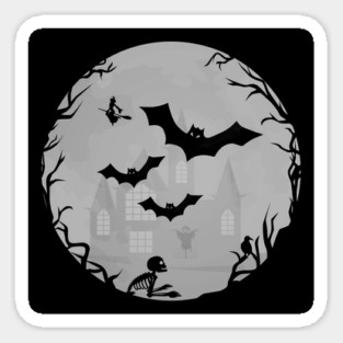 Spooky Halloween Bats Scene Cheeky Witch® Sticker