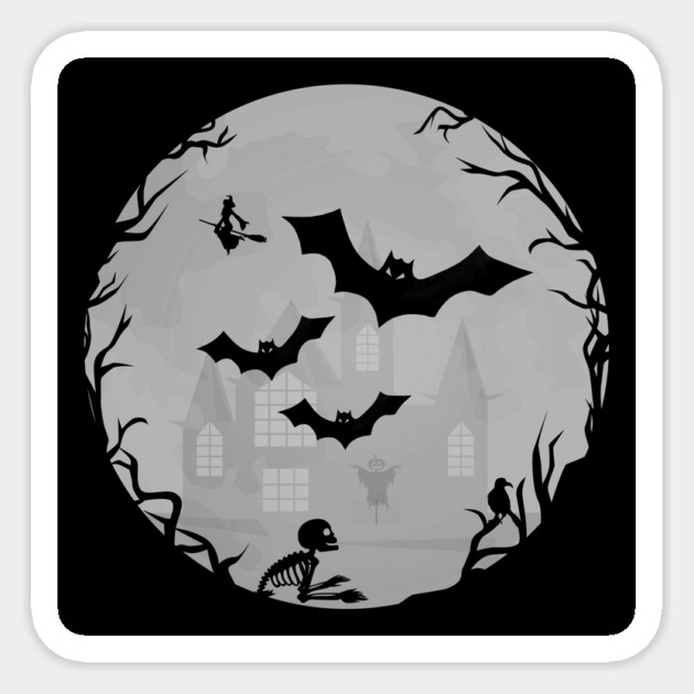 Spooky Halloween Bats Scene Cheeky Witch® Sticker by Cheeky Witch
