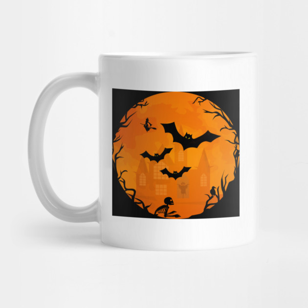 Orange and Black Spooky Halloween Bats Scene Cheeky Witch® by Cheeky Witch