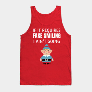 Fake Smiling Angry Christmas Elf Tank Top