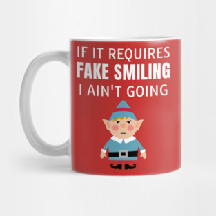 Fake Smiling Angry Christmas Elf Mug