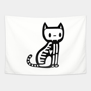Halloween skeleton cat Tapestry