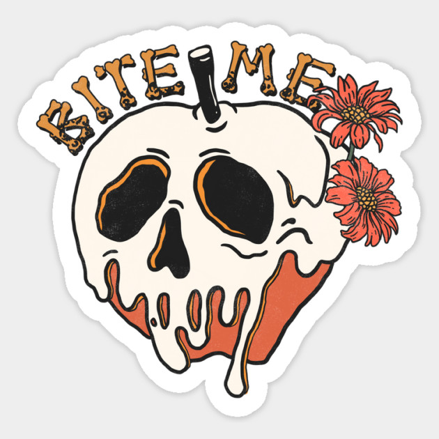 Bite Me Floral Skull Sticker by The WYLD Tribe