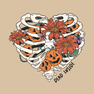 Dead Inside Floral Skeleton Halloween T-Shirt