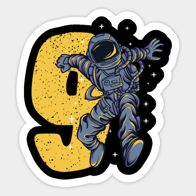 9 Years Old Astronaut 9th Birthday Sticker by The WYLD Tribe
