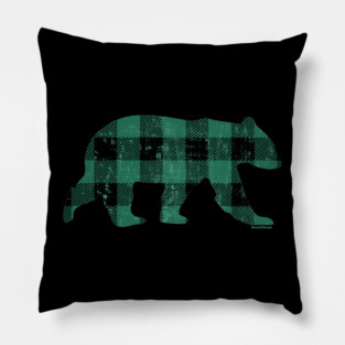 Green Buffalo Check Flannel Vintage Gay Bear | BearlyBrand Pillow