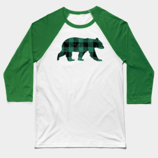 Green Buffalo Check Flannel Vintage Gay Bear | BearlyBrand Baseball T-Shirt