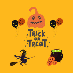 Trick Or Treat - Witch with Broom T-Shirt